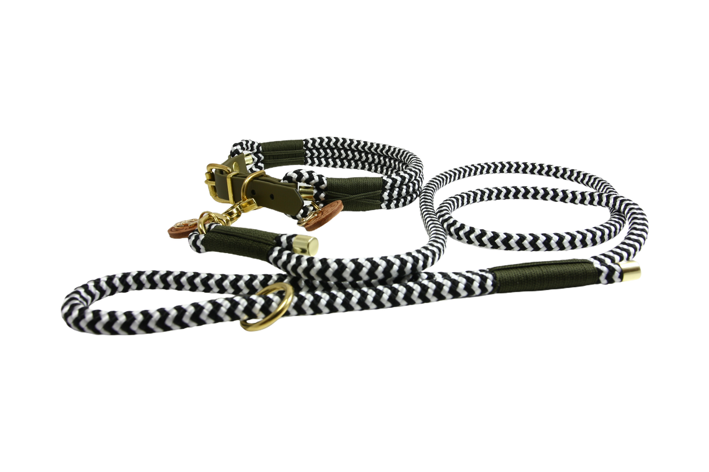 Hundehalsband und Leinen Set Zebra Roots