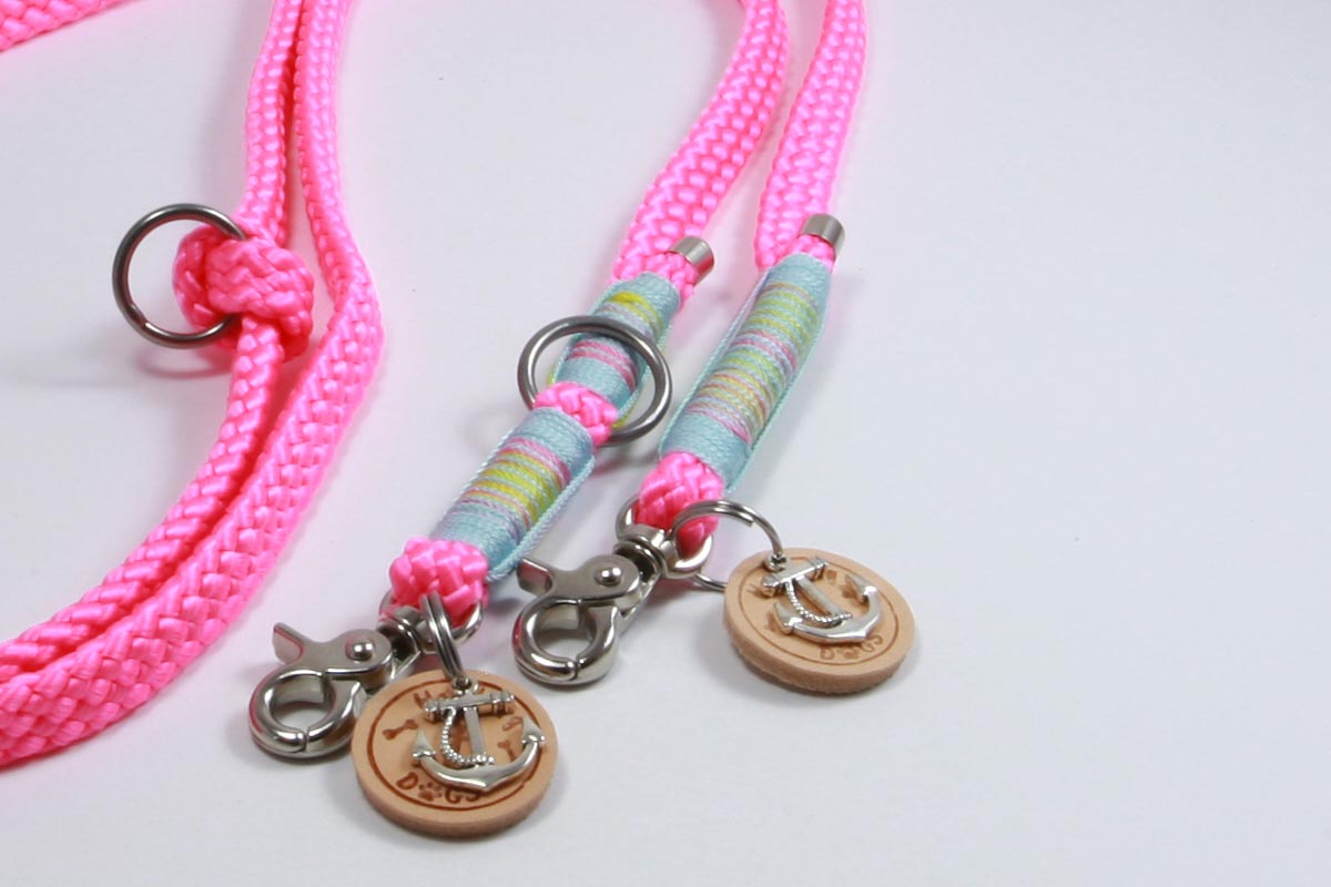 Hundeleine aus Flat Braid Neon Rosa 8mm 
