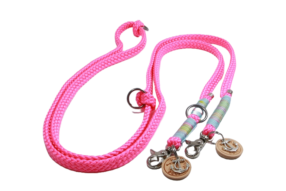 Hundeleine aus Flat Braid Neon Rosa 8mm 