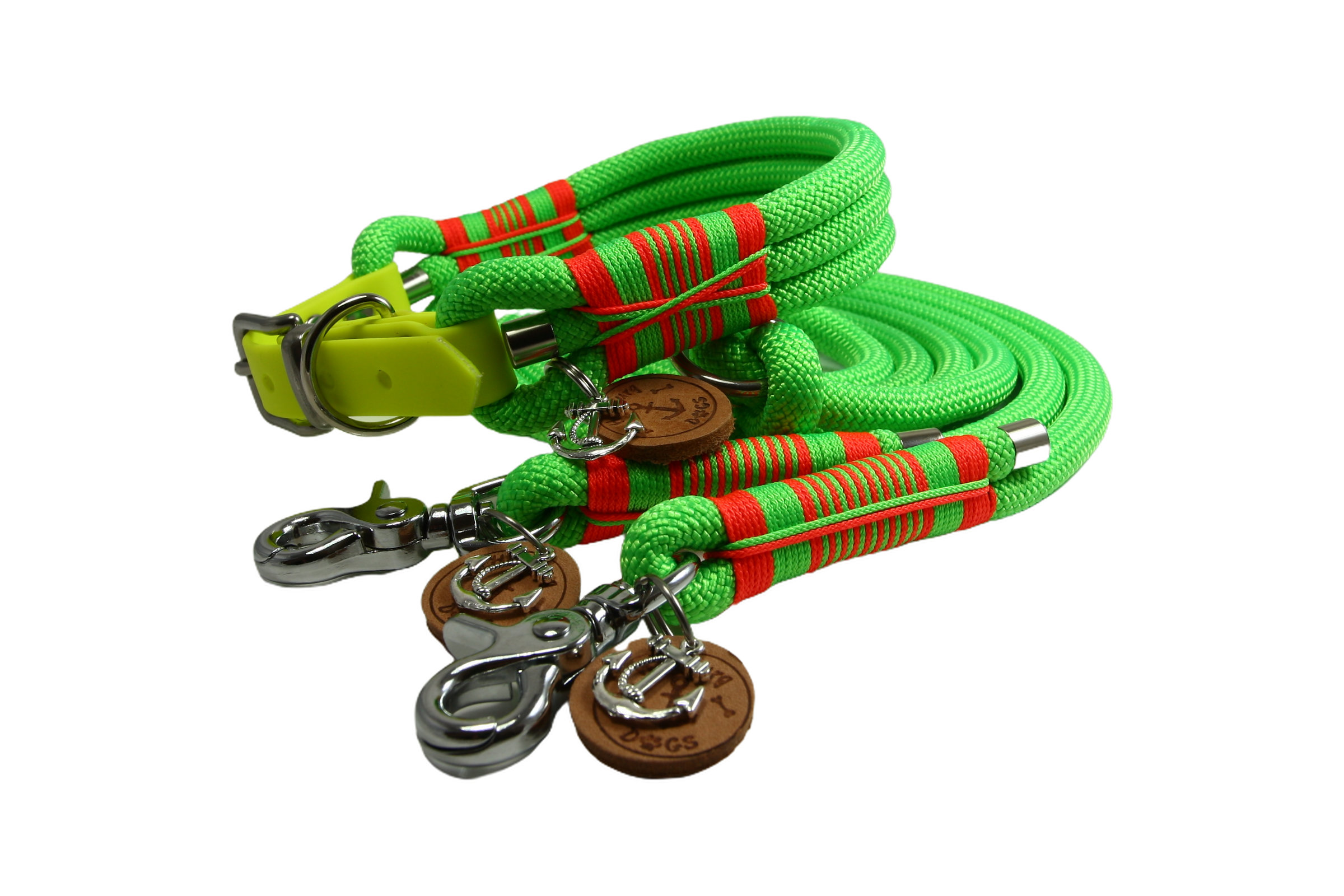 Hundehalsband und Leinen Set Vivid Vibes Neongrün